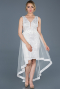 Front Short Back Long White Prom Gown ABO033