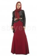 Burgundy Hijab Dress S3658
