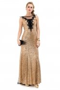 Long Gold Sequin Evening Dress M1379