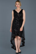 Front Short Back Long Black Prom Gown ABO033