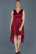 Front Short Back Long Burgundy Prom Gown ABO024