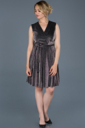 Short Black-Silver Prom Gown ABK529