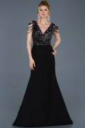 Long Black-Silver Mermaid Prom Dress ABU757