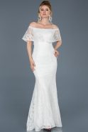 Long White Engagement Dress ABU760