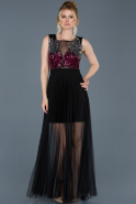 Short Fuchsia-Black Prom Gown ABK533