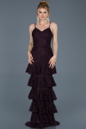 Long Violet Laced Mermaid Prom Dress ABU679