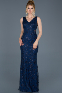 Long Navy Blue Mermaid Prom Dress ABU763