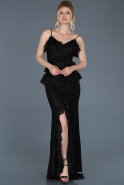 Long Black Laced Engagement Dress ABU764