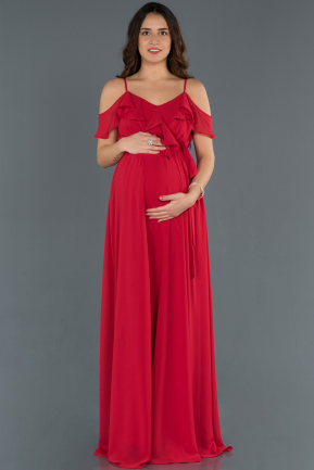 Red Long Pregnancy Evening Dress ABU744