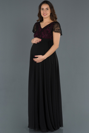 Long Plum Pregnancy Evening Dress ABU749
