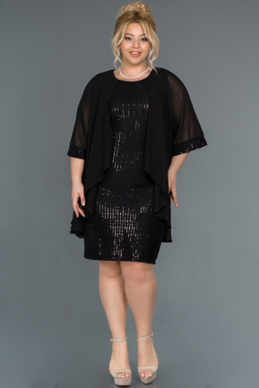 Short Black Plus Size Evening Dress ABK807