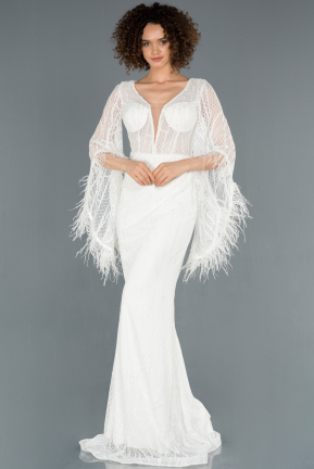 White Long Evening Dress ABU1196