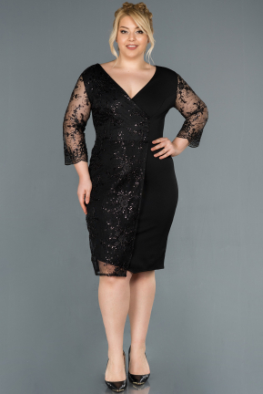 Short Black Oversized Evening Dress ABK833