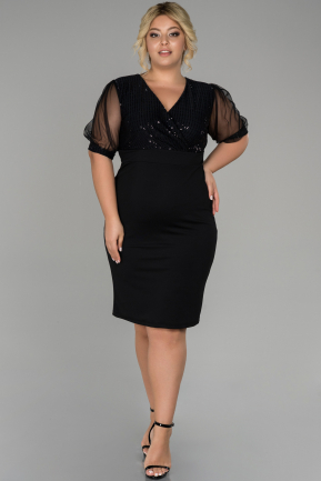 Black Short Plus Size Evening Dress ABK857