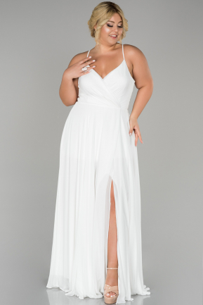 White Long Plus Size Evening Dress ABU1324