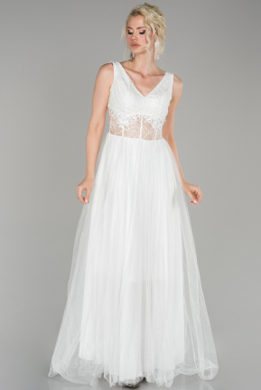 Long White Evening Dress ABU2712