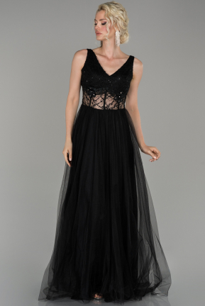 Black Long Engagement Dress ABU1469