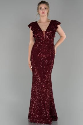 Long Burgundy Mermaid Evening Dress ABU1481