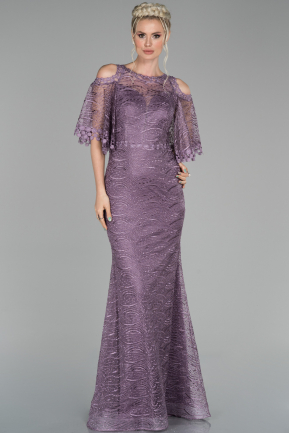 Long Lavender Laced Evening Dress ABU1508
