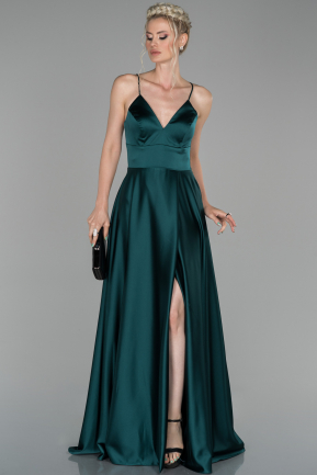 Long Emerald Green Satin Evening Dress ABU1458