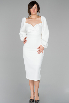 Midi White Invitation Dress ABK916