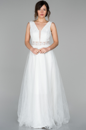Long White Evening Dress ABU1540