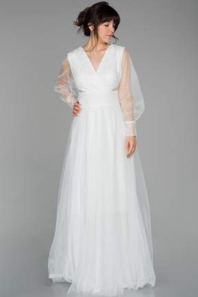 Long White Evening Dress ABU1549