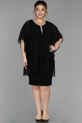 Short Black Plus Size Evening Dress ABK928