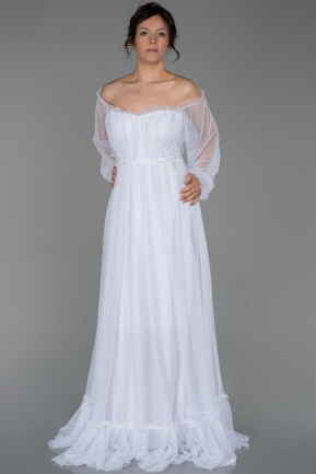 Long White Evening Dress ABU1569