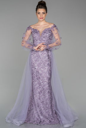 Long Lavender Laced Engagement Dress ABU1195