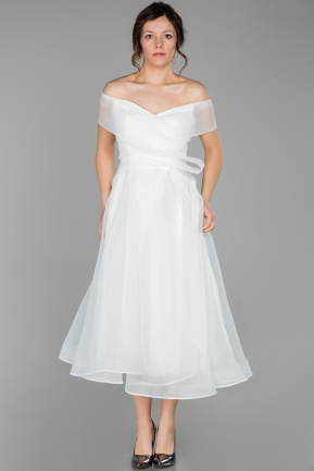 Midi White Invitation Dress ABK157