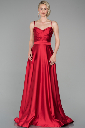 Long Red Satin Evening Dress ABU1601