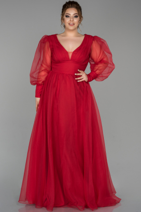 Long Red Plus Size Evening Dress ABU1617