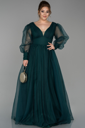 Long Emerald Green Plus Size Evening Dress ABU1617