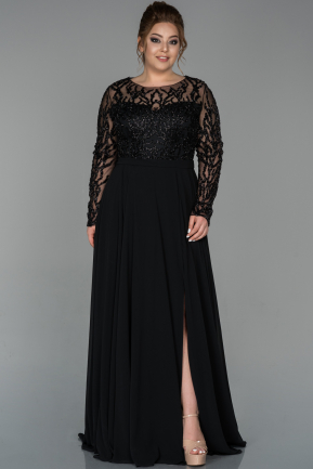 Long Black Plus Size Evening Dress ABU1124