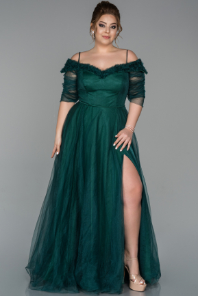 Long Emerald Green Plus Size Evening Dresses | Abiyefon.com