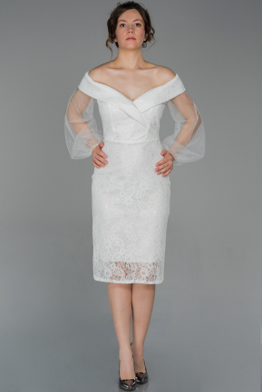 Short White Laced Night Dress ABK1084
