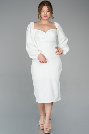Midi White Oversized Evening Dress ABK930