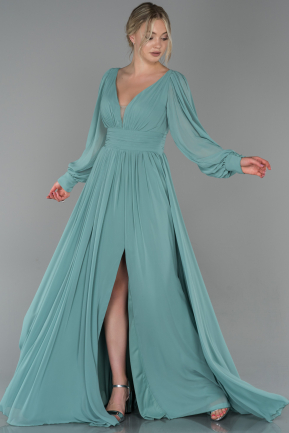 Long Turquoise Chiffon Evening Dress ABU1702