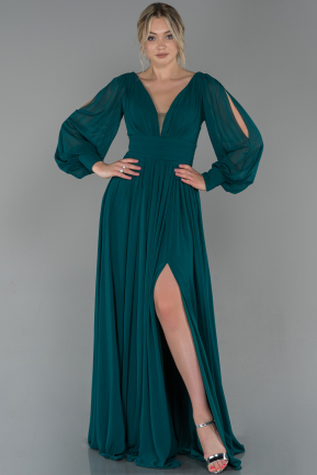 Long Emerald Green Chiffon Evening Dress ABU1702