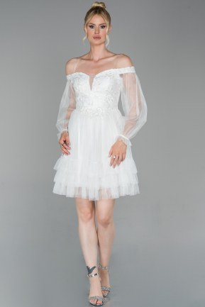 Short White Invitation Dress ABK992
