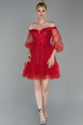 Short Red Invitation Dress ABK992