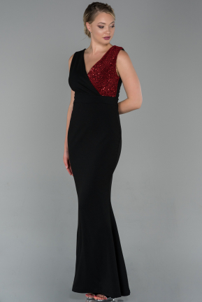 Long Black-Red Mermaid Prom Dress ABU3402