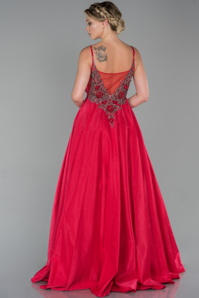 Long Red Satin Evening Dress ABU1756
