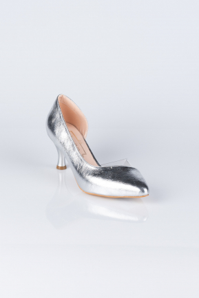 Silver Leather Evening Shoe MJ5008