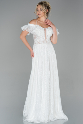 White Long Evening Dress ABU1800