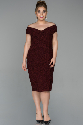 Short Burgundy Plus Size Evening Dress ABK1028