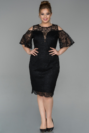 Short Black Oversized Evening Dress ABK963