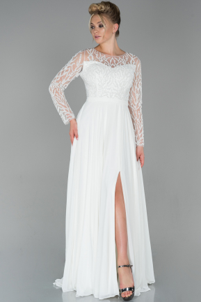 White Long Engagement Dress ABU1020