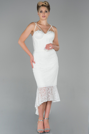 Midi White Dantelle Night Dress ABK1043